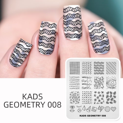 GEOMETRY 008 Nail Stamping Plate Geometry Streak & Lattice & Eye