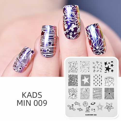 MIN 009 Nail Stamping Plate Star Constellation & Satellite & Rocket