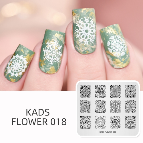 FLOWER 018 Nail Stamping Plate Kaleidoscope & Wreath