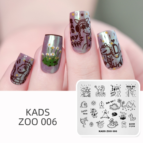 ZOO 006 Nail Stamping Plate Dinosaur & Volcanic & Egg