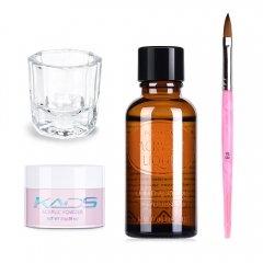 Acrylic Nail Set (Pink Acrylic Powder, 30ml Acrylic Liquid, No. 8 Acrylic Brush, Crystal Cup)