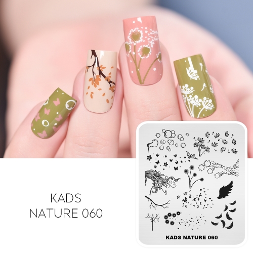 NATURE 060 Nail Stamping Plate Branches& Wings& Bubbles