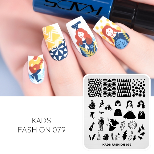 FASHION 079 Nail Stamping Plate Characters& Costumes& Flowers