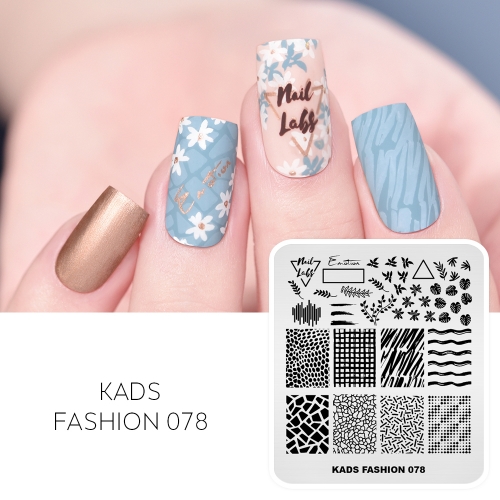 FASHION 078 Nail Stamping Plate Cute Letters& Grids& Lines