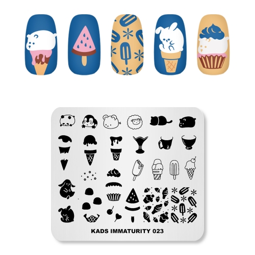 IMMATURITY 023 Nail Stamping Plate Cute Animals & Fruits & Ice Cream