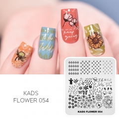 FLOWER 054 Nail Stamping Plate Cute Letters & Flowers & Leaves
