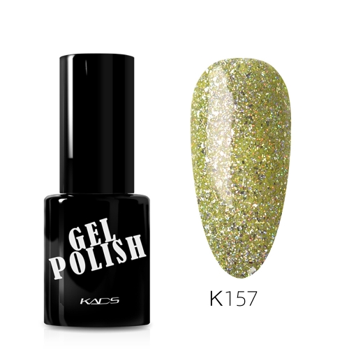 Neon Gel Nail Polish Dark Lime & Glitters