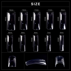 浅いアークイーグルフック長い正方形浅いカバーネイルチップ 500026