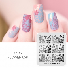 FLOWER 058 Nail Stamping Plate Plaid & Leaf & Flower & Bark Skin & Annual Ring