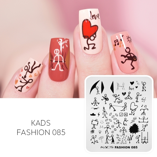 FASHION 085 Nail Stamping Plate Stick Figure & Sport & Love Heart & Football & Basketball & Rugby