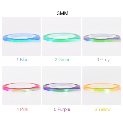 6pcs 3mm Nail Stripping Tape Lines Kit Mermaid Chameleon Candy Color 200142