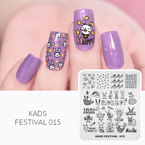 FESTIVAL 015 Nail Stamping Plate Festival Easter & Bunny & Carrot & Egg