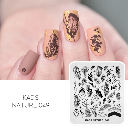 NATURE 049 Nail Stamping Plate Maple leaf & bouquet