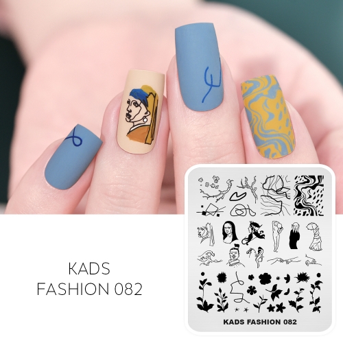 FASHION 082 Nail Stamping Plate Famous Painting Figures& Leaves