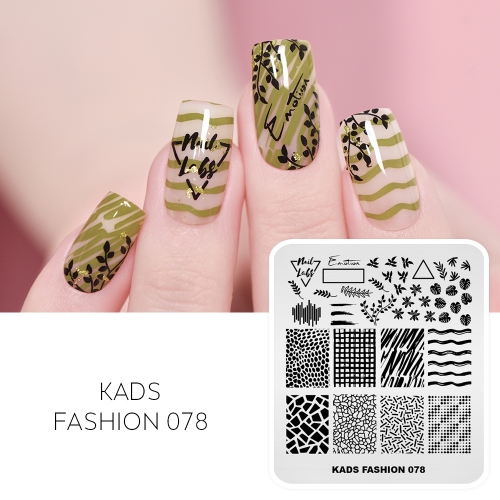 FASHION 078 Nail Stamping Plate Cute Letters& Grids& Lines