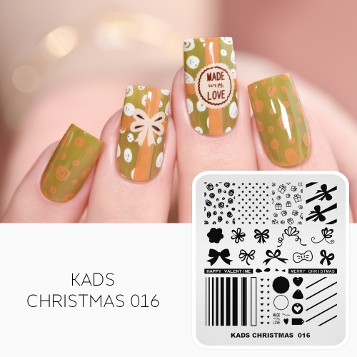 CHRISTMAS 016 Nail Stamping Plate Christmas Gift & Bow-knot