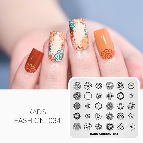 FASHION 034 Nail Stamping Plate Kaleidoscope & Circle