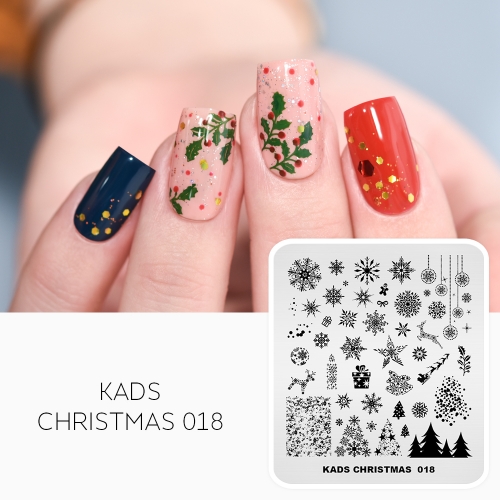 CHRISTMAS 018 Nail Stamping Plate Christmas Snowflake & Reindeer