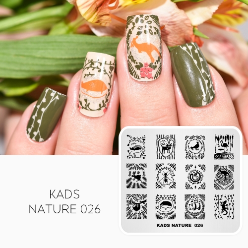 NATURE 026 Nail Stamping Plate Nature Animal & Vine