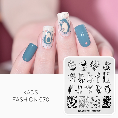 FASHION 070 Nail Stamping Plate Cute Animals Fox & Panda