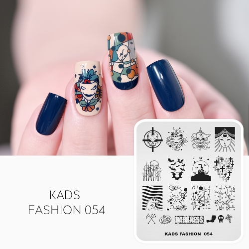 FASHION 054 Nail Stamping Plate Darkness & Bat & Skull & Cross