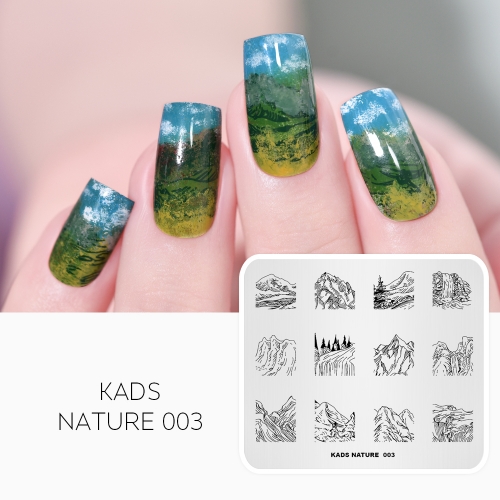NATURE 003 Nail Stamping Plate Nature Mountain & Tree