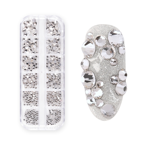 Round Nail Rhinestone Transparent 270Pcs/Box 6 Sizes Flat Bottom 200151