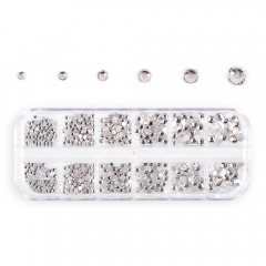 Round Nail Rhinestone Transparent 270Pcs/Box 6 Sizes Flat Bottom 200151