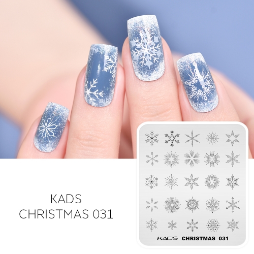CHRISTMAS 031 Nail Stamping Plate Snowflakes & Sparkle