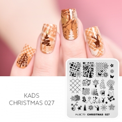 CHRISTMAS 027 Nail Stamping Plate Plaid & Snowflakes & Pine & Butterfly & Star & Flower