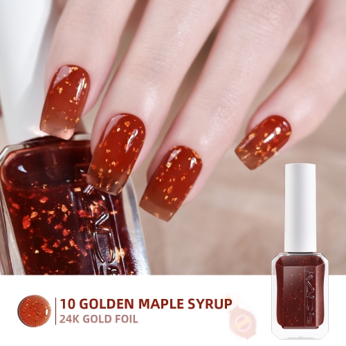 Golden Maple Syrup Nail Polish 24K Gold Foil