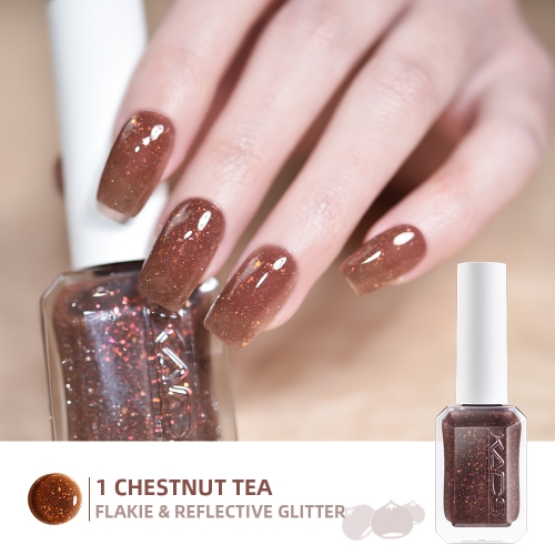 Chestnut Tea Nail Polish Flakies & Reflective Glitters