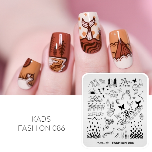 Fashion 086 Nail Stamping Plate Mountain & Ocean & Sunrise & Wave