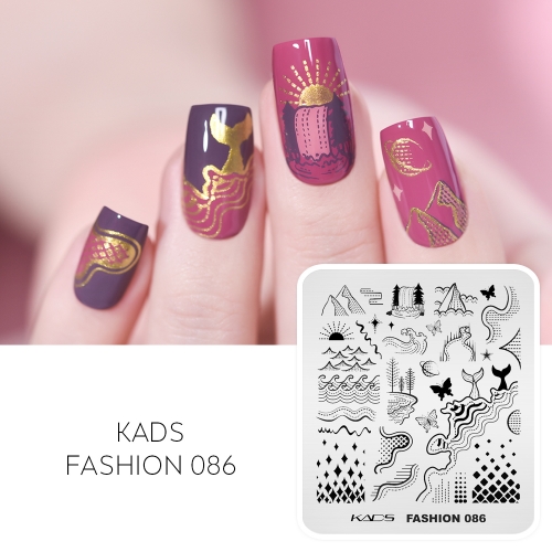 Fashion 086 Nail Stamping Plate Mountain & Ocean & Sunrise & Wave