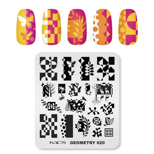 Geometry 020 Nail Stamping Plate Abstract & Leaf & Dot