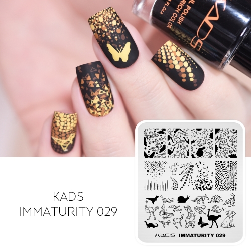 Immaturity 029 Nail Stamping Plate Origami & Animal & Dot