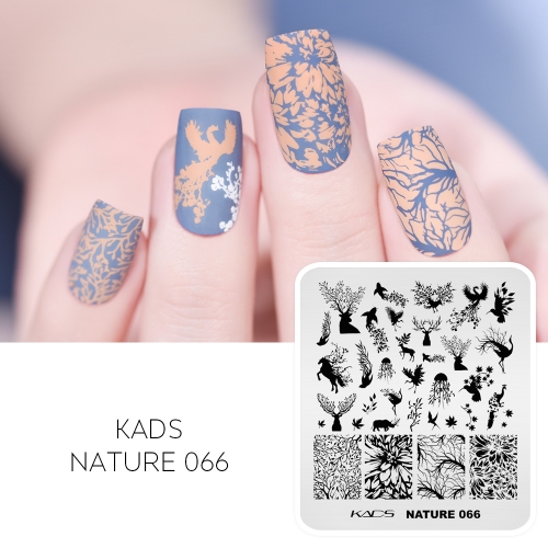 Nature 066 Nail Stamping Plate Branch & Leaf & Animal