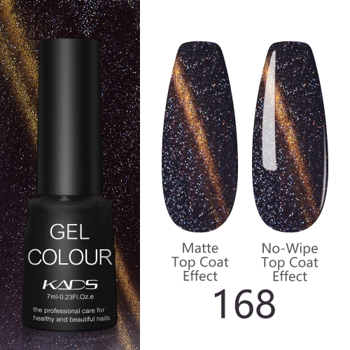 Laser Cat Eye Gel Nail Polish Golden Black & Holographic Glitters