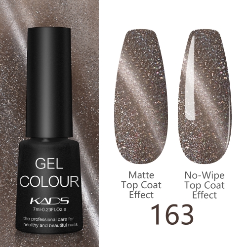 Laser Cat Eye Gel Nail Polish Deep Grey & Holographic Glitters