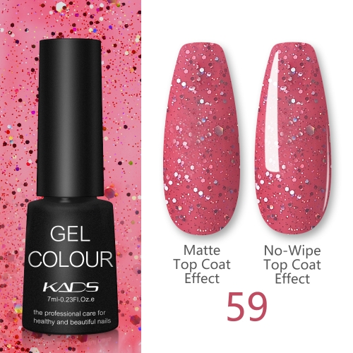 Gel Nail Polish Raspberry & Colorful Sequins