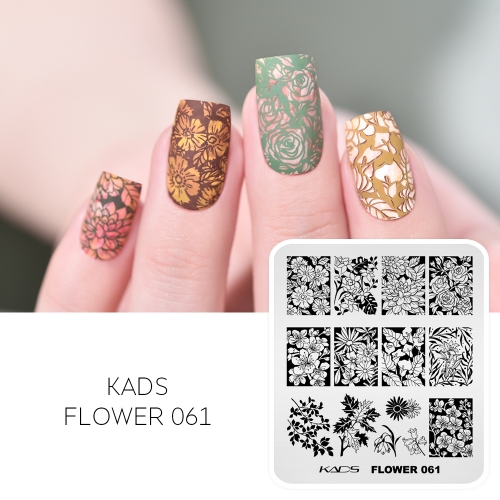 FLOWER 061 Nail Stamping Plate Leaf & Daisy & Rose & Sunflower & Daffodil & Lily & Snowdrop