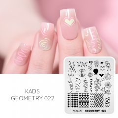 GEOMETRY 022 Nail Stamping Plate Ribbons & Flowers & Leaves & Stars & Hearts & Patterns