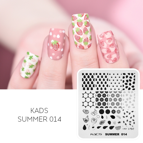 SUMMER 014 Nail Stamping Plate Fruit Slice & Cut Open Fruits & Orange & Cherry & Papaya & Cherry & Avocado & Kiwi