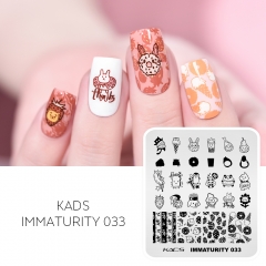 IMMATURITY 033 Nail Stamping Plate Kitty Ice cream & Bunny Donut& Puppy Milktea & Panda Hamburger & Cloud Muffin & Bear Strawberry