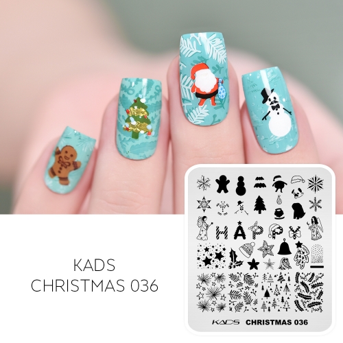 Christmas 036 ネイルスタンピングプレート雪片と松の木と星と天使とベル