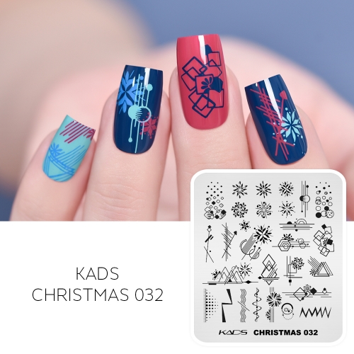 Christmas 032 Nail Stamping Plate Snowflakes & Line & Dots