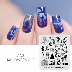 Halloween 013 Nail Stamping Plate Graveyard & Skeleton & Butterfly & Spiderweb & Coffin
