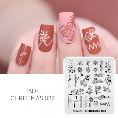 Christmas 032 Nail Stamping Plate Snowflakes & Line & Dots