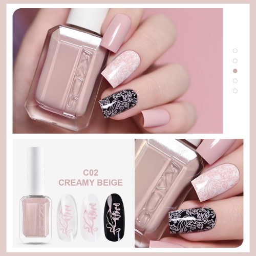 Nail Stamp Polish C02 Creamy Beige 11ml New Bottle