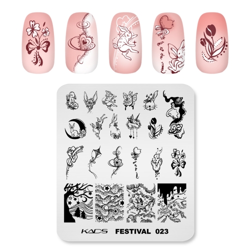 Festival 023 Nail Stamping Plate Easter Bunny in the Wonderland